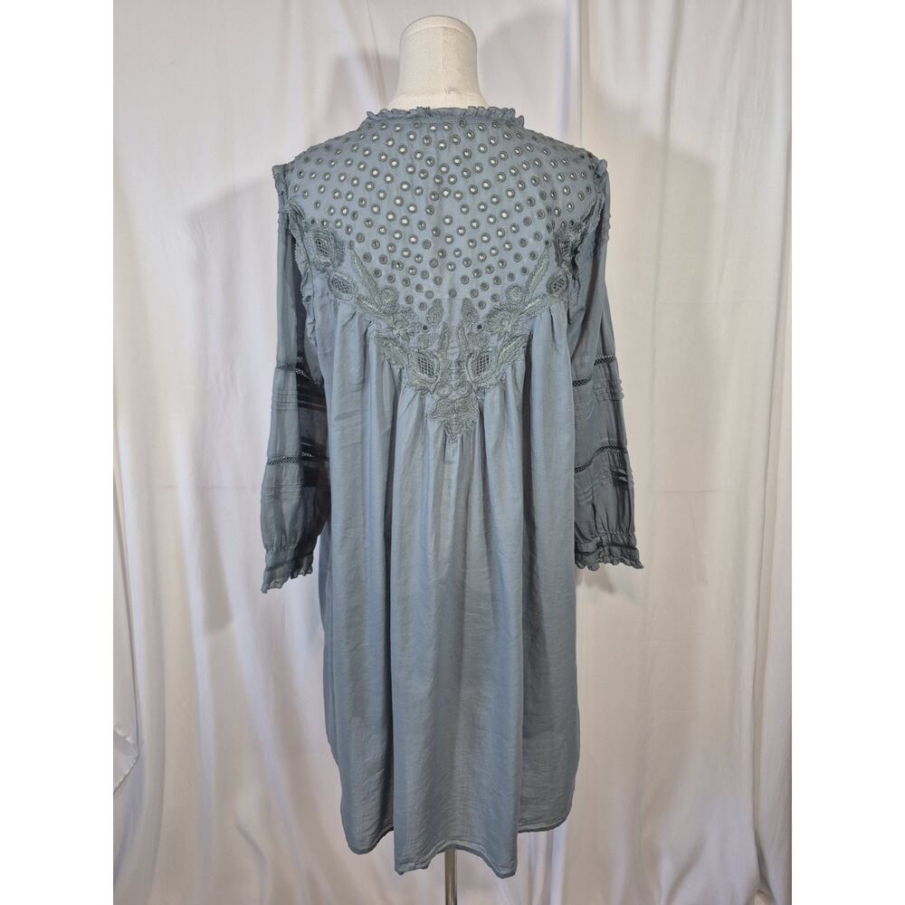 Sundance Catalog Andi Lace Blue Cotton Blend Mini Dress Large - Picture 8 of 11